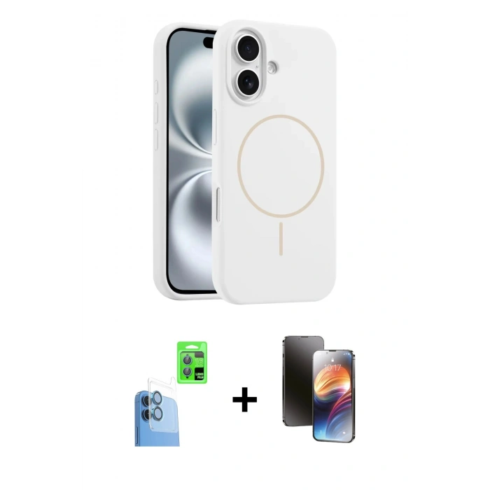 MARSİLYAN™- iPhone 16 Kılıf Yankı Form Serisi - Siyah 3D Antistatik Mat Seramik Nano Ekran Koruyucu + Raze Metal Kamera Lens - LT
