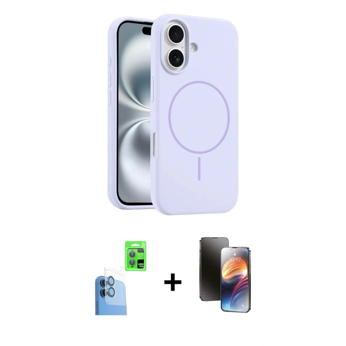 MARSİLYAN™- iPhone 16 Kılıf Yankı Form Serisi - Siyah 3D Antistatik Mat Seramik Nano Ekran Koruyucu + Raze Metal Kamera Lens - LT