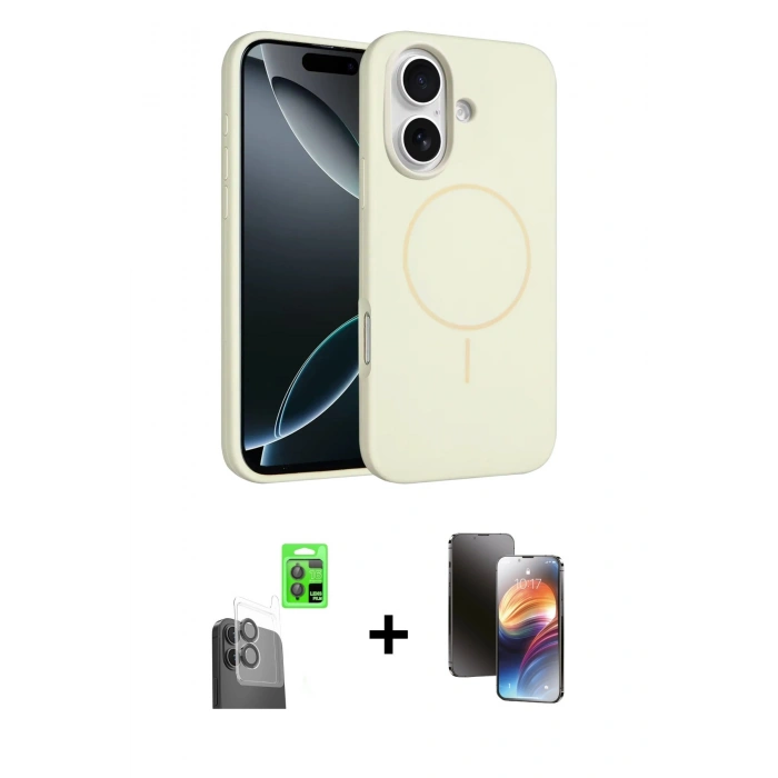 MARSİLYAN™- iPhone 16 Kılıf Yankı Form Serisi - Siyah 3D Antistatik Mat Seramik Nano Ekran Koruyucu + Raze Metal Kamera Lens - SH