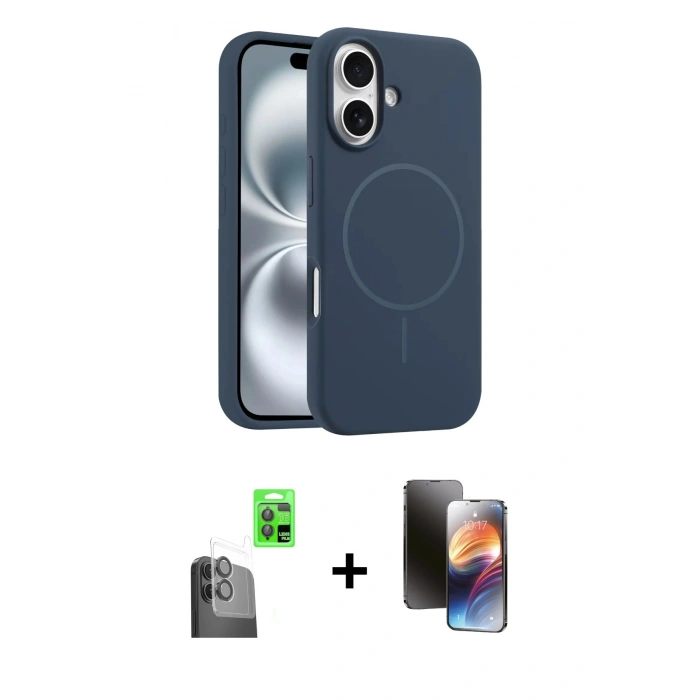 MARSİLYAN™- iPhone 16 Kılıf Yankı Form Serisi - Siyah 3D Antistatik Mat Seramik Nano Ekran Koruyucu + Raze Metal Kamera Lens - SH