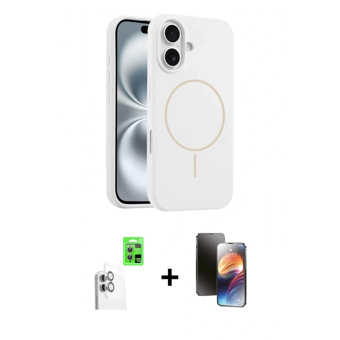 MARSİLYAN™- iPhone 16 Kılıf Yankı Form Serisi - Siyah 3D Antistatik Mat Seramik Nano Ekran Koruyucu + Raze Metal Kamera Lens - BZ