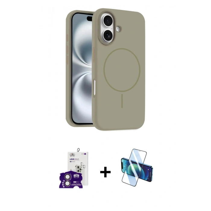 MARSİLYAN™- iPhone 16 Kılıf Yankı Form Serisi - Siyah 3D Antistatik Seramik Nano Ekran Koruyucu + Bilvis Titan Kamera Lens - PE