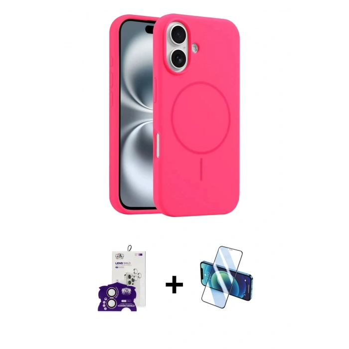 MARSİLYAN™- iPhone 16 Kılıf Yankı Form Serisi - Siyah 3D Antistatik Seramik Nano Ekran Koruyucu + Bilvis Titan Kamera Lens - PE