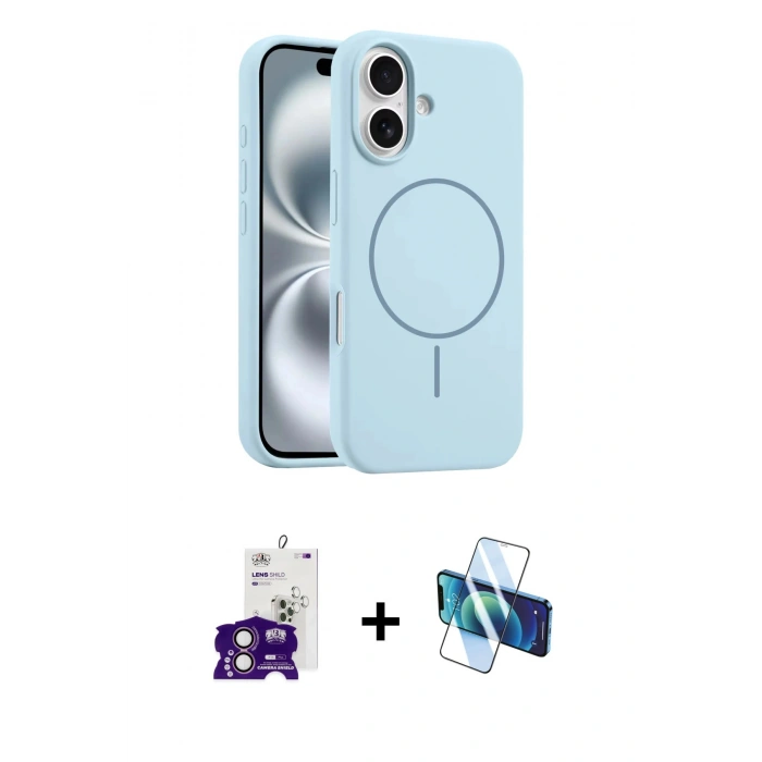 MARSİLYAN™- iPhone 16 Kılıf Yankı Form Serisi - Siyah 3D Antistatik Seramik Nano Ekran Koruyucu + Bilvis Titan Kamera Lens - PE