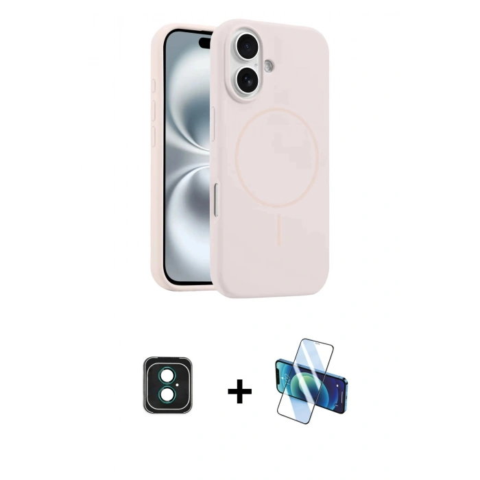 MARSİLYAN™- iPhone 16 Kılıf Yankı Form Serisi - Siyah 3D Antistatik Seramik Nano Ekran Koruyucu + PVD Metal Kamera Lens - YL