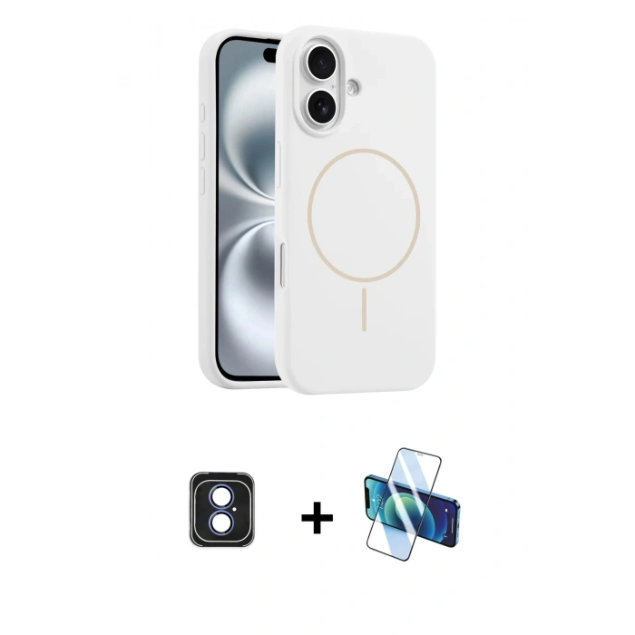 MARSİLYAN™- iPhone 16 Kılıf Yankı Form Serisi - Siyah 3D Antistatik Seramik Nano Ekran Koruyucu + PVD Metal Kamera Lens - MI