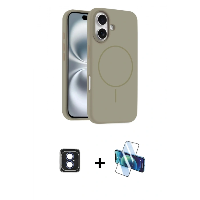 MARSİLYAN™- iPhone 16 Kılıf Yankı Form Serisi - Siyah 3D Antistatik Seramik Nano Ekran Koruyucu + PVD Metal Kamera Lens - MI
