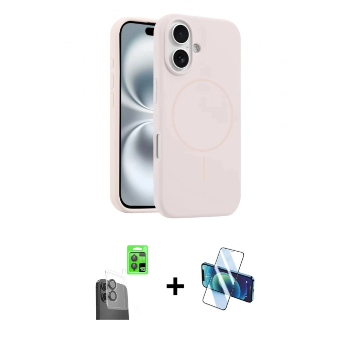 MARSİLYAN™- iPhone 16 Kılıf Yankı Form Serisi - Siyah 3D Antistatik Seramik Nano Ekran Koruyucu + Raze Metal Kamera Lens - SH