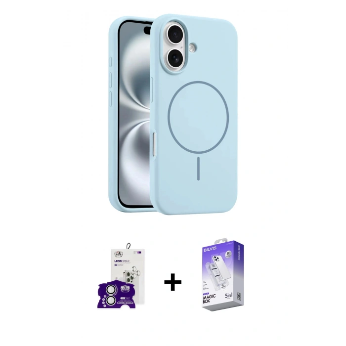 MARSİLYAN™- iPhone 16 Kılıf Yankı Form Serisi - Siyah Bilvis 5in1 3D Magic Cam Ekran Koruyucu + Bilvis Titan Kamera Lens - GS