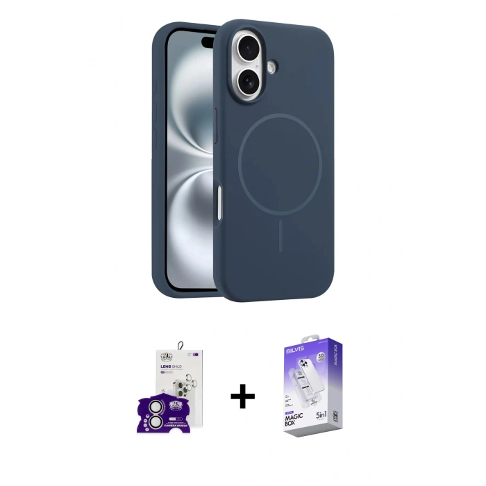 MARSİLYAN™- iPhone 16 Kılıf Yankı Form Serisi - Siyah Bilvis 5in1 3D Magic Cam Ekran Koruyucu + Bilvis Titan Kamera Lens - GS