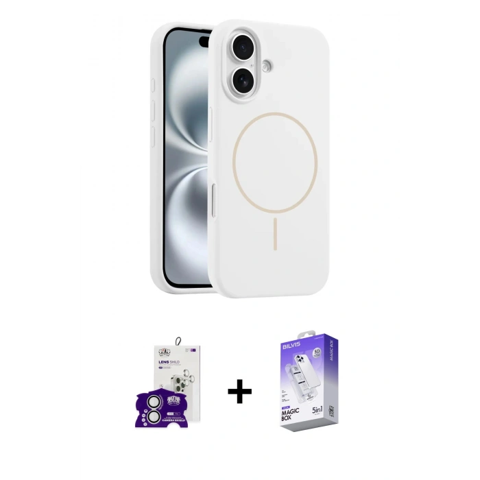 MARSİLYAN™- iPhone 16 Kılıf Yankı Form Serisi - Siyah Bilvis 5in1 3D Magic Cam Ekran Koruyucu + Bilvis Titan Kamera Lens - GS