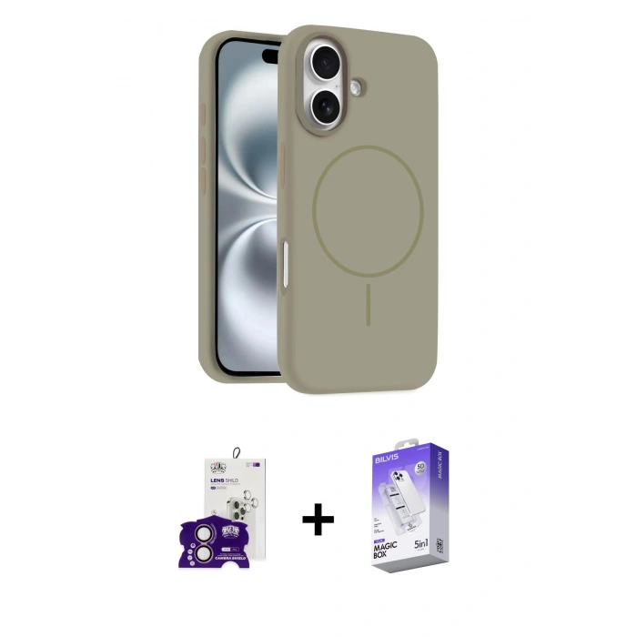 MARSİLYAN™- iPhone 16 Kılıf Yankı Form Serisi - Siyah Bilvis 5in1 3D Magic Cam Ekran Koruyucu + Bilvis Titan Kamera Lens - PE