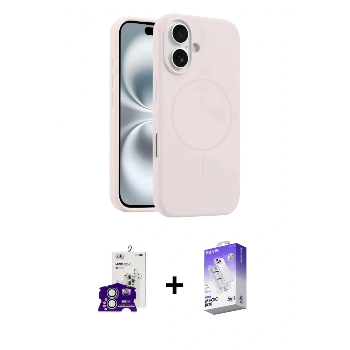 MARSİLYAN™- iPhone 16 Kılıf Yankı Form Serisi - Siyah Bilvis 5in1 3D Magic Cam Ekran Koruyucu + Bilvis Titan Kamera Lens - GS