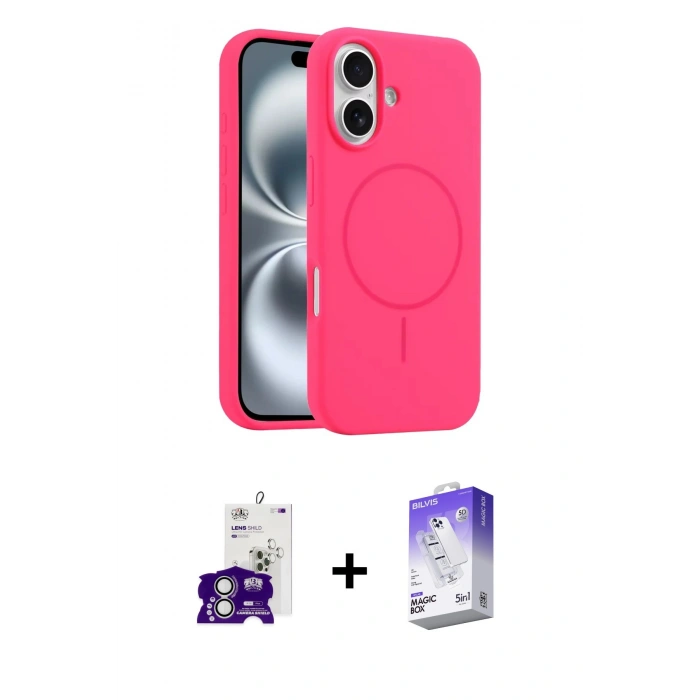 MARSİLYAN™- iPhone 16 Kılıf Yankı Form Serisi - Siyah Bilvis 5in1 3D Magic Cam Ekran Koruyucu + Bilvis Titan Kamera Lens - GS
