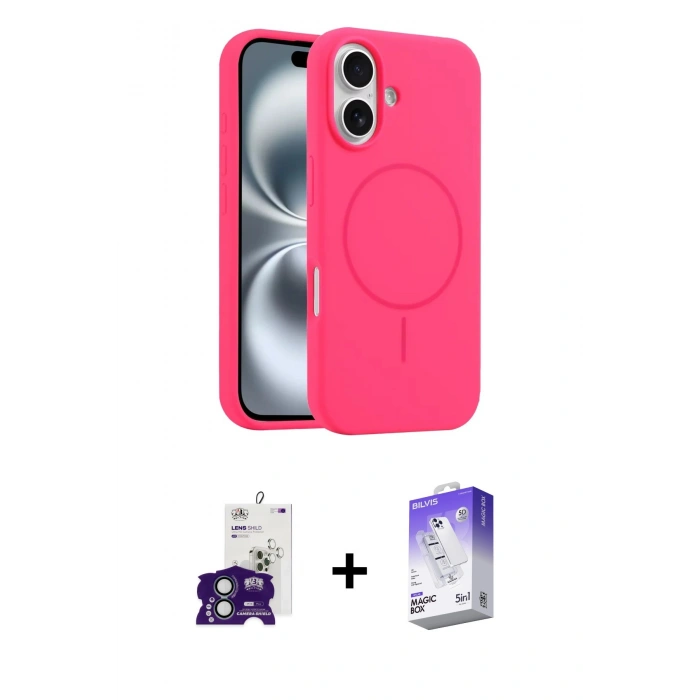 MARSİLYAN™- iPhone 16 Kılıf Yankı Form Serisi - Siyah Bilvis 5in1 3D Magic Cam Ekran Koruyucu + Bilvis Titan Kamera Lens - YL