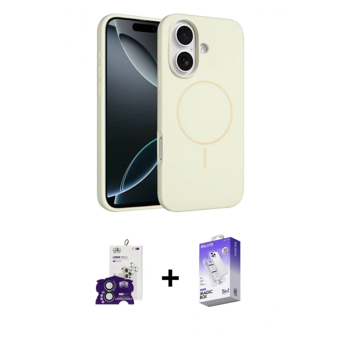 MARSİLYAN™- iPhone 16 Kılıf Yankı Form Serisi - Siyah Bilvis 5in1 3D Magic Cam Ekran Koruyucu + Bilvis Titan Kamera Lens - YL