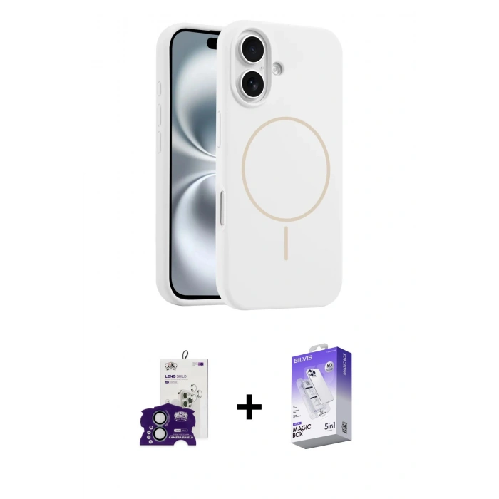 MARSİLYAN™- iPhone 16 Kılıf Yankı Form Serisi - Siyah Bilvis 5in1 3D Magic Cam Ekran Koruyucu + Bilvis Titan Kamera Lens - YL