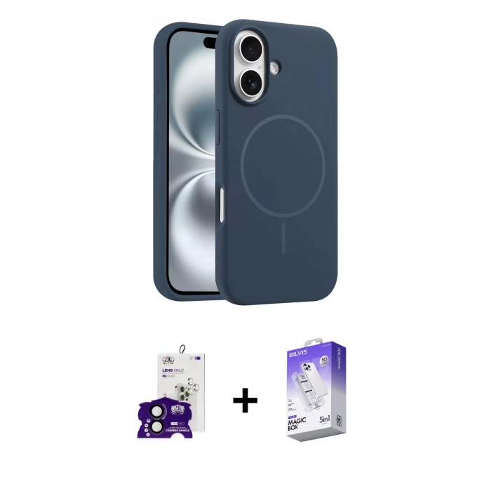 MARSİLYAN™- iPhone 16 Kılıf Yankı Form Serisi - Siyah Bilvis 5in1 3D Magic Cam Ekran Koruyucu + Bilvis Titan Kamera Lens - SH