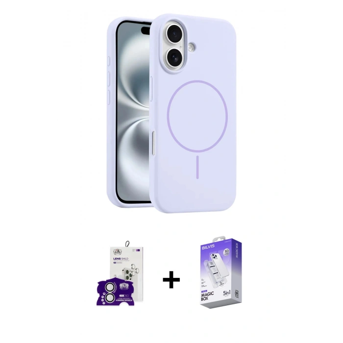 MARSİLYAN™- iPhone 16 Kılıf Yankı Form Serisi - Siyah Bilvis 5in1 3D Magic Cam Ekran Koruyucu + Bilvis Titan Kamera Lens - GS