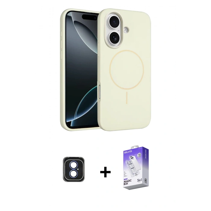 MARSİLYAN™- iPhone 16 Kılıf Yankı Form Serisi - Siyah Bilvis 5in1 3D Magic Cam Ekran Koruyucu + PVD Metal Kamera Lens - MI