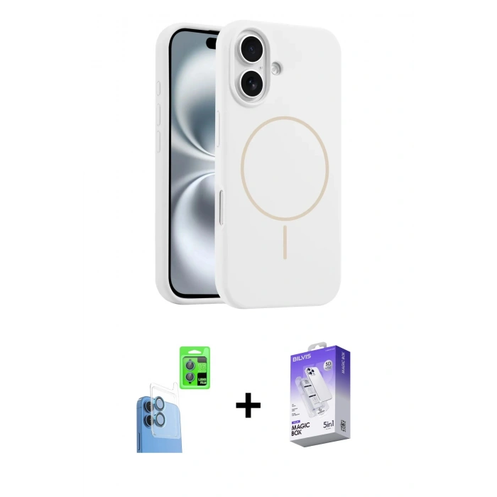 MARSİLYAN™- iPhone 16 Kılıf Yankı Form Serisi - Siyah Bilvis 5in1 3D Magic Cam Ekran Koruyucu + Raze Metal Kamera Lens - LT