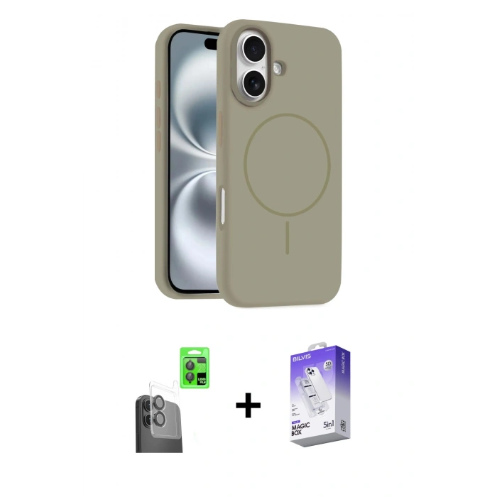 MARSİLYAN™- iPhone 16 Kılıf Yankı Form Serisi - Siyah Bilvis 5in1 3D Magic Cam Ekran Koruyucu + Raze Metal Kamera Lens - SH