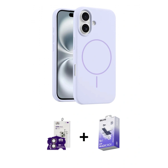 MARSİLYAN™- iPhone 16 Kılıf Yankı Form Serisi - Siyah Bilvis 5in1 5D Magic Hayalet Cam Ekran Koruyucu + Bilvis Titan Kamera Lens - PE