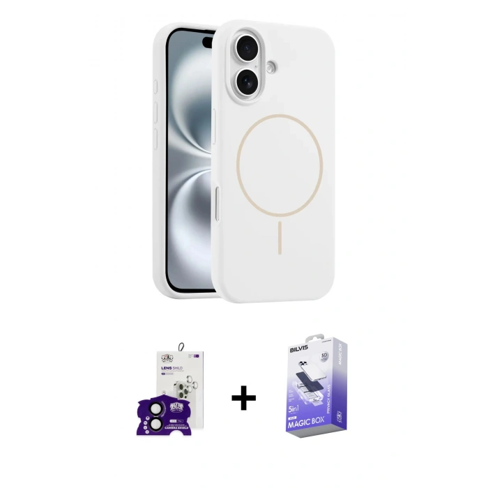 MARSİLYAN™- iPhone 16 Kılıf Yankı Form Serisi - Siyah Bilvis 5in1 5D Magic Hayalet Cam Ekran Koruyucu + Bilvis Titan Kamera Lens - SH