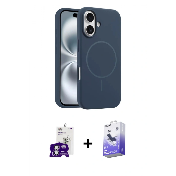 MARSİLYAN™- iPhone 16 Kılıf Yankı Form Serisi - Siyah Bilvis 5in1 5D Magic Hayalet Cam Ekran Koruyucu + Bilvis Titan Kamera Lens - GS