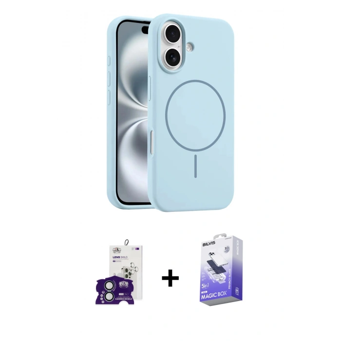 MARSİLYAN™- iPhone 16 Kılıf Yankı Form Serisi - Siyah Bilvis 5in1 5D Magic Hayalet Cam Ekran Koruyucu + Bilvis Titan Kamera Lens - YL