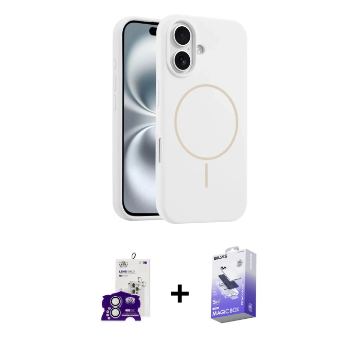 MARSİLYAN™- iPhone 16 Kılıf Yankı Form Serisi - Siyah Bilvis 5in1 5D Magic Hayalet Cam Ekran Koruyucu + Bilvis Titan Kamera Lens - GS