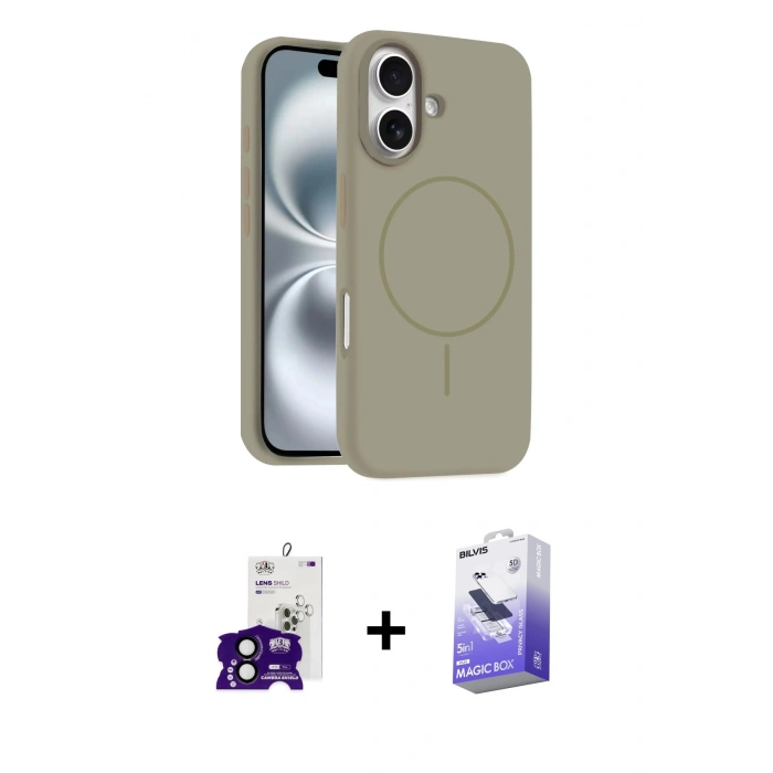 MARSİLYAN™- iPhone 16 Kılıf Yankı Form Serisi - Siyah Bilvis 5in1 5D Magic Hayalet Cam Ekran Koruyucu + Bilvis Titan Kamera Lens - SH