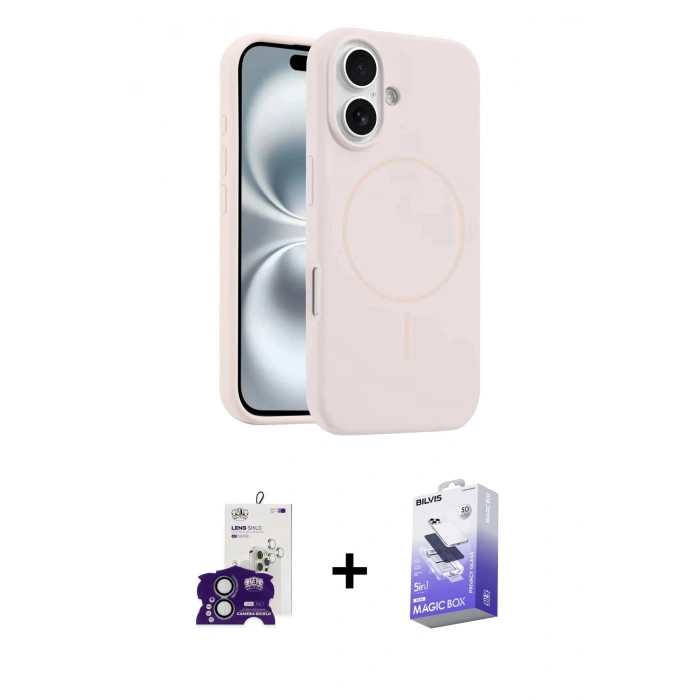 MARSİLYAN™- iPhone 16 Kılıf Yankı Form Serisi - Siyah Bilvis 5in1 5D Magic Hayalet Cam Ekran Koruyucu + Bilvis Titan Kamera Lens - YL