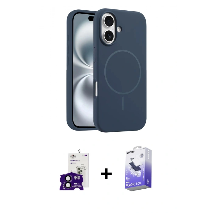 MARSİLYAN™- iPhone 16 Kılıf Yankı Form Serisi - Siyah Bilvis 5in1 5D Magic Hayalet Cam Ekran Koruyucu + Bilvis Titan Kamera Lens - SH