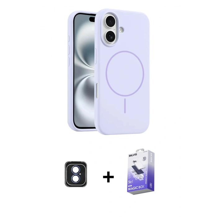 MARSİLYAN™- iPhone 16 Kılıf Yankı Form Serisi - Siyah Bilvis 5in1 5D Magic Hayalet Cam Ekran Koruyucu + PVD Metal Kamera Lens - MI