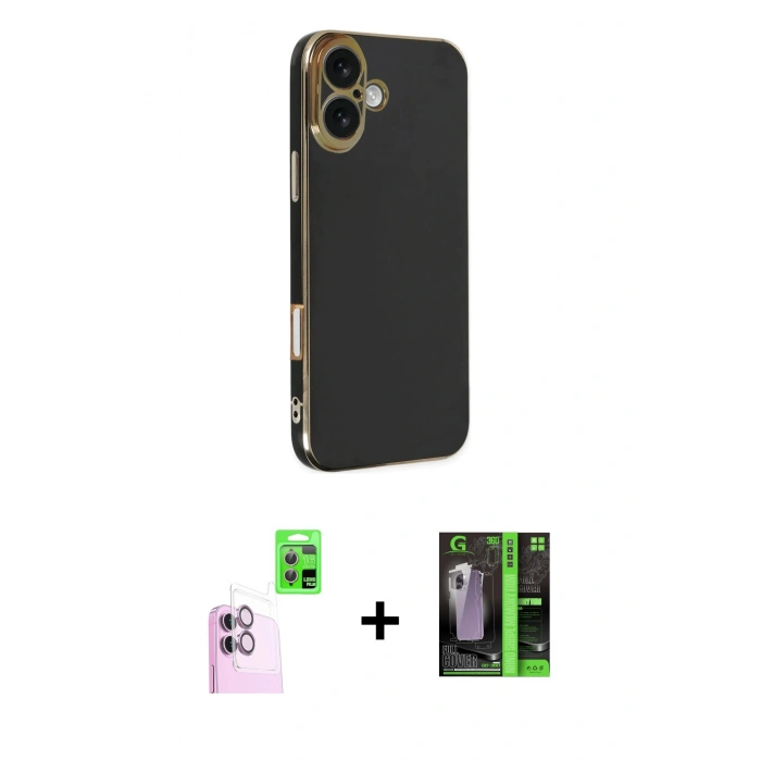 MARSİLYAN™- iPhone 16 Kılıf Yankı Serisi - Şeffaf 360 Full Body Arka Koruyucu + Raze Metal Kamera Lens - PE