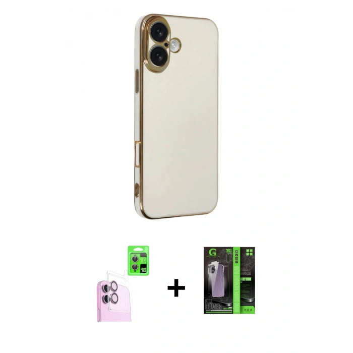 MARSİLYAN™- iPhone 16 Kılıf Yankı Serisi - Şeffaf 360 Full Body Arka Koruyucu + Raze Metal Kamera Lens - PE