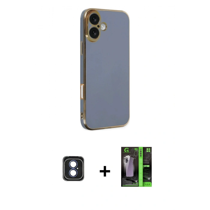 MARSİLYAN™- iPhone 16 Kılıf Yankı Serisi - Şeffaf 360 Full Body Arka Koruyucu + PVD Metal Kamera Lens - MI