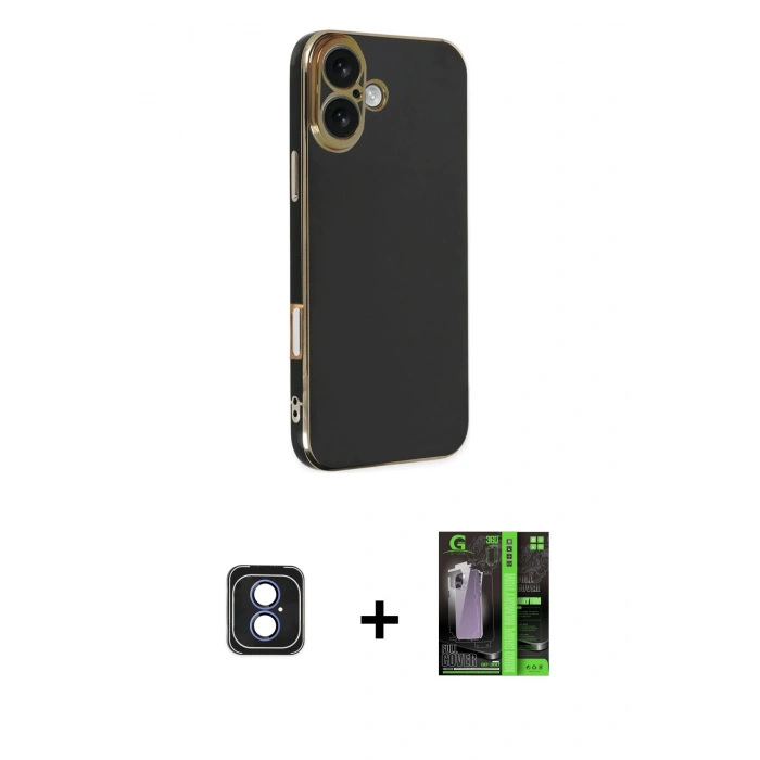 MARSİLYAN™- iPhone 16 Kılıf Yankı Serisi - Şeffaf 360 Full Body Arka Koruyucu + PVD Metal Kamera Lens - MI