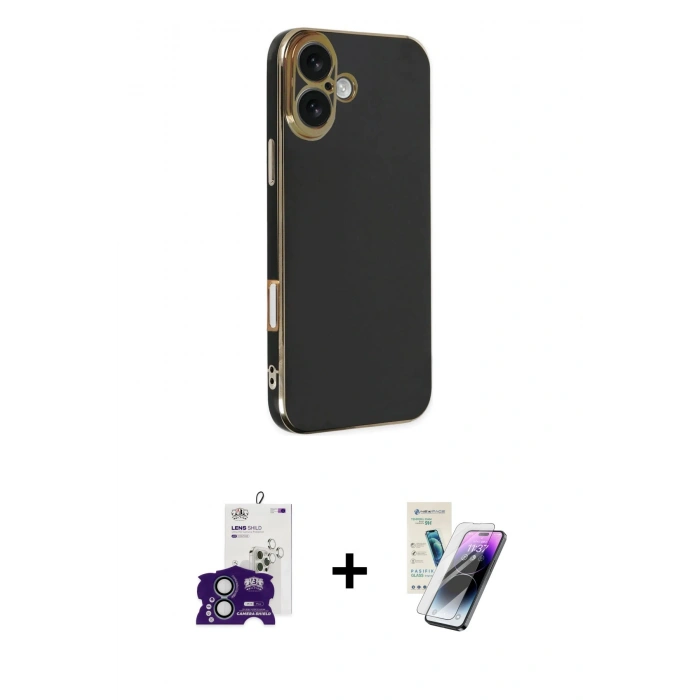 MARSİLYAN™- iPhone 16 Kılıf Yankı Serisi - Şeffaf Pasifik Cam Ekran Koruyucu + Bilvis Titan Kamera Lens - YL