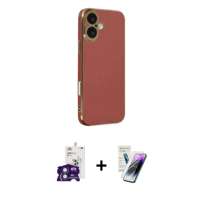 MARSİLYAN™- iPhone 16 Kılıf Yankı Serisi - Şeffaf Pasifik Cam Ekran Koruyucu + Bilvis Titan Kamera Lens - YL