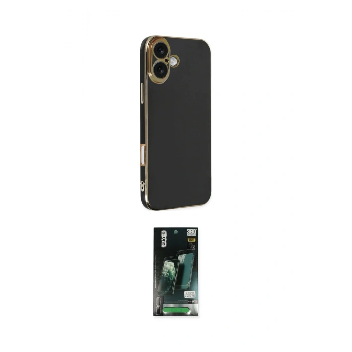 MARSİLYAN™- iPhone 16 Kılıf Yankı Serisi - Siyah 360 Mat Full Body Arka Koruyucu
