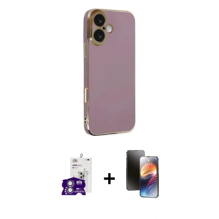 MARSİLYAN™- iPhone 16 Kılıf Yankı Serisi - Siyah 3D Antistatik Mat Seramik Nano Ekran Koruyucu + Bilvis Titan Kamera Lens - GS