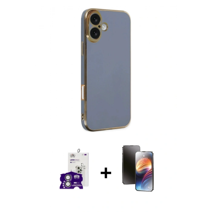 MARSİLYAN™- iPhone 16 Kılıf Yankı Serisi - Siyah 3D Antistatik Mat Seramik Nano Ekran Koruyucu + Bilvis Titan Kamera Lens - GS