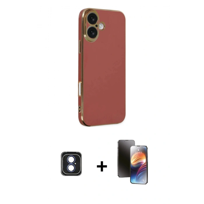 MARSİLYAN™- iPhone 16 Kılıf Yankı Serisi - Siyah 3D Antistatik Mat Seramik Nano Ekran Koruyucu + PVD Metal Kamera Lens - MI
