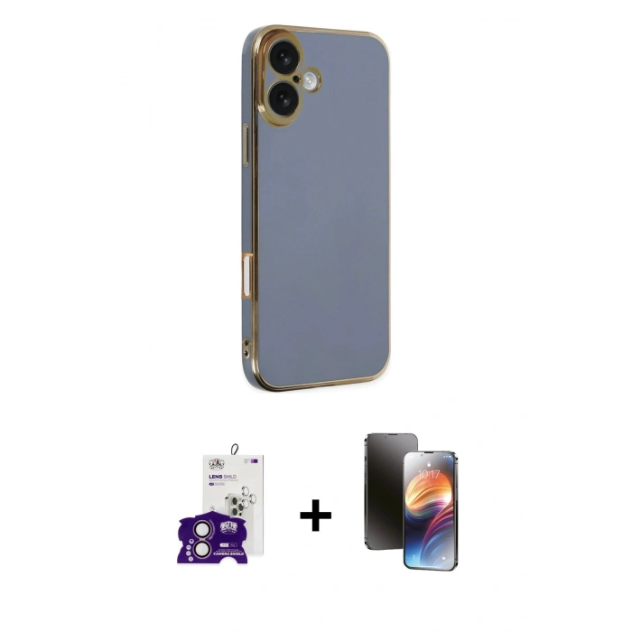 MARSİLYAN™- iPhone 16 Kılıf Yankı Serisi - Siyah 3D Antistatik Mat Seramik Nano Ekran Koruyucu + Bilvis Titan Kamera Lens - PE