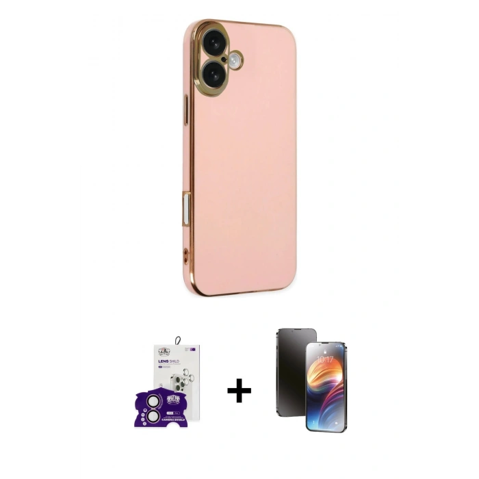 MARSİLYAN™- iPhone 16 Kılıf Yankı Serisi - Siyah 3D Antistatik Mat Seramik Nano Ekran Koruyucu + Bilvis Titan Kamera Lens - PE