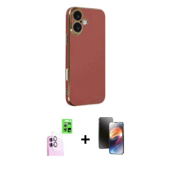 MARSİLYAN™- iPhone 16 Kılıf Yankı Serisi - Siyah 3D Antistatik Mat Seramik Nano Ekran Koruyucu + Raze Metal Kamera Lens - PE