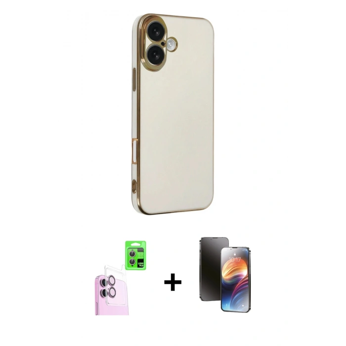 MARSİLYAN™- iPhone 16 Kılıf Yankı Serisi - Siyah 3D Antistatik Mat Seramik Nano Ekran Koruyucu + Raze Metal Kamera Lens - PE