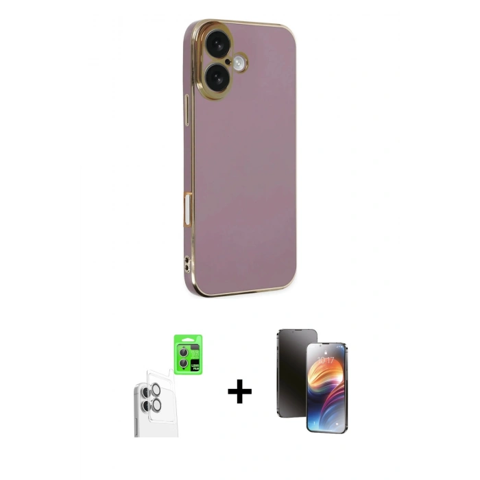 MARSİLYAN™- iPhone 16 Kılıf Yankı Serisi - Siyah 3D Antistatik Mat Seramik Nano Ekran Koruyucu + Raze Metal Kamera Lens - BZ